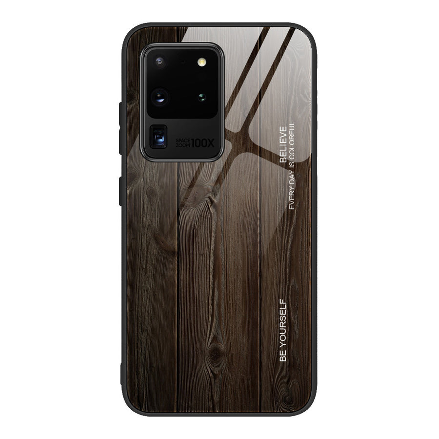Wood grain glass phone case